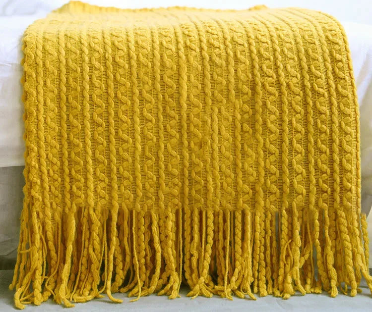 Plain Blanket with Fringe Soft and Light – 2 Sizes