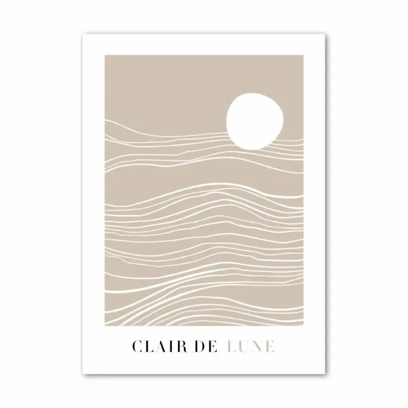 Affiche Abstraite Minimaliste – Feuille d’Érable & Paysage de Plage | Impression sur Toile
