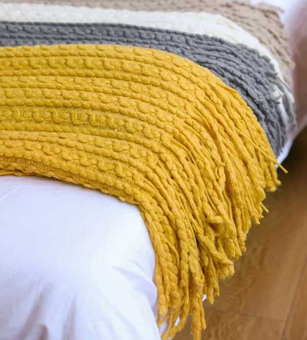 Plain Blanket with Fringe Soft and Light – 2 Sizes