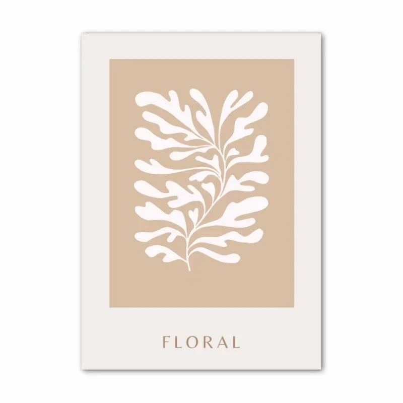 Affiche Abstraite Minimaliste – Feuille d’Érable & Paysage de Plage | Impression sur Toile