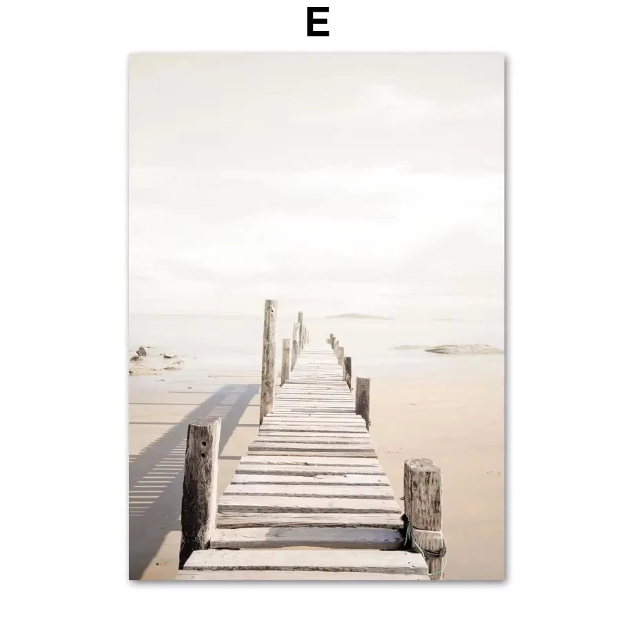 Affiche Murale – Phare, Palmier, Coquillage & Pissenlit | Impression sur Toile
