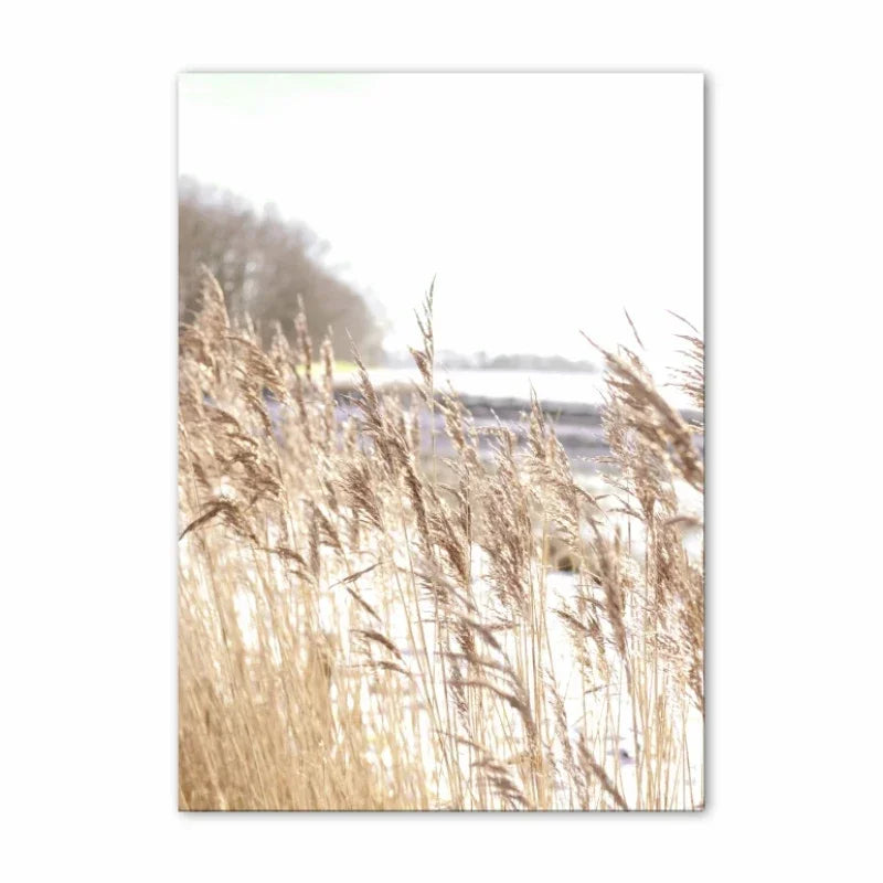 Affiche Abstraite Minimaliste – Feuille d’Érable & Paysage de Plage | Impression sur Toile