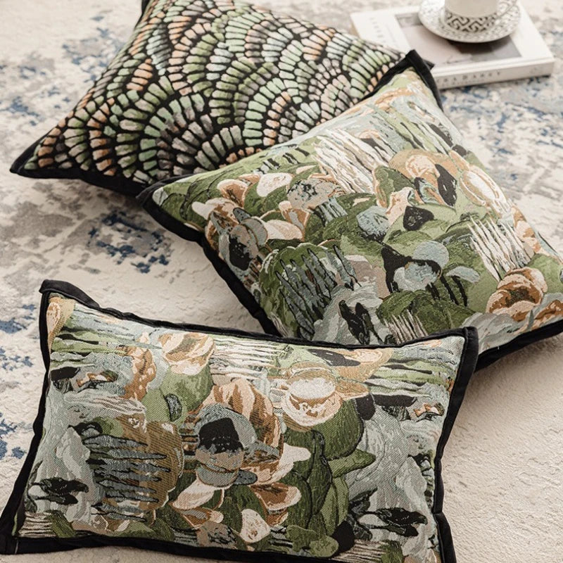 Jacquard cushion cover – Abstract forest pattern