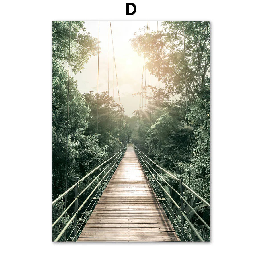 Affiche Murale – Lever de Soleil, Pont Suspendu & Détails Poétiques | Impression sur Toile