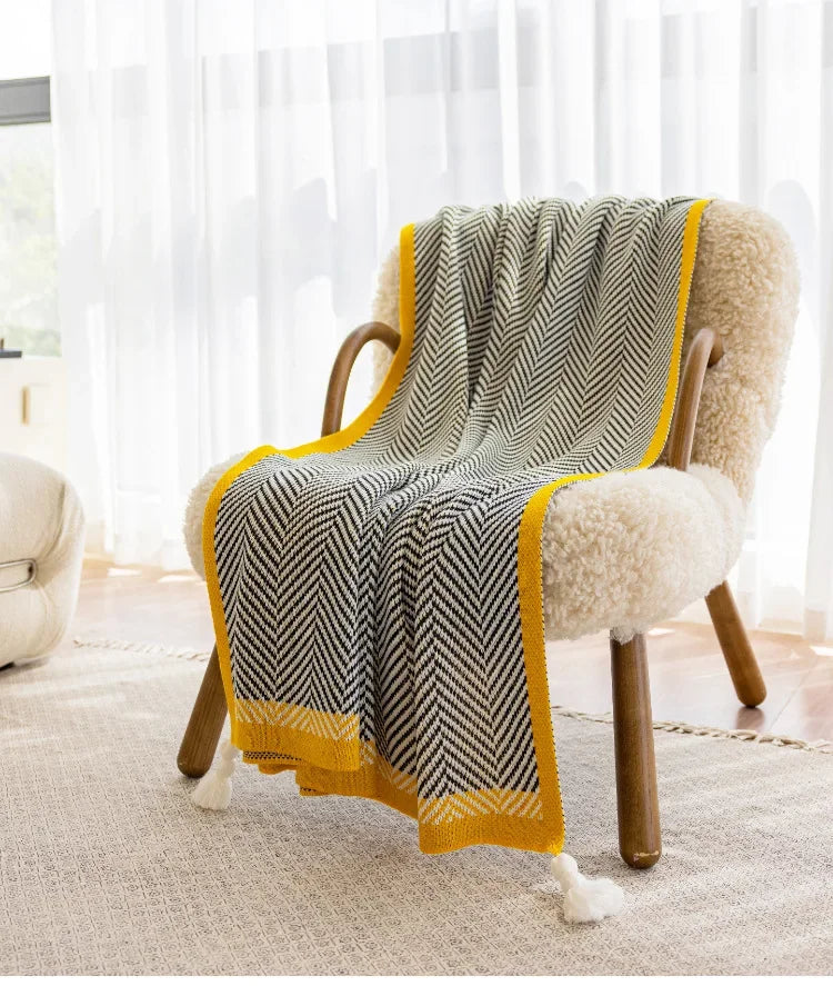 Jacquard plaid with chevron pattern
