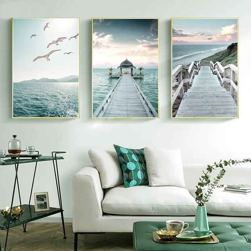 Affiche Murale – Scène de Plage & Océan | Impression sur Toile
