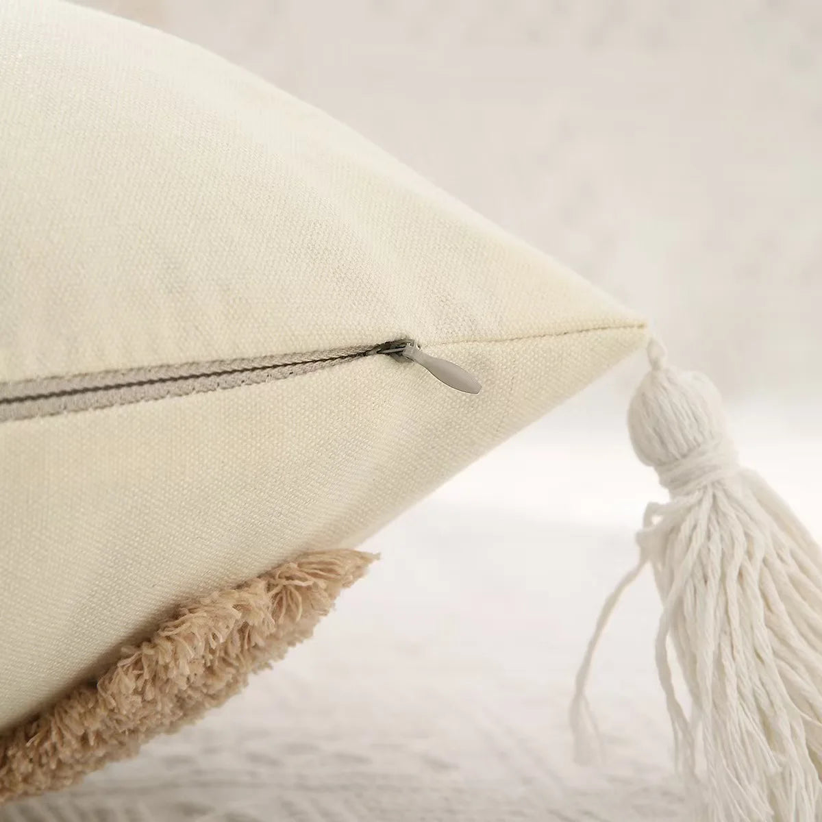 Bohemian tufted cushion cover with pompoms – "Bohemian" collection
