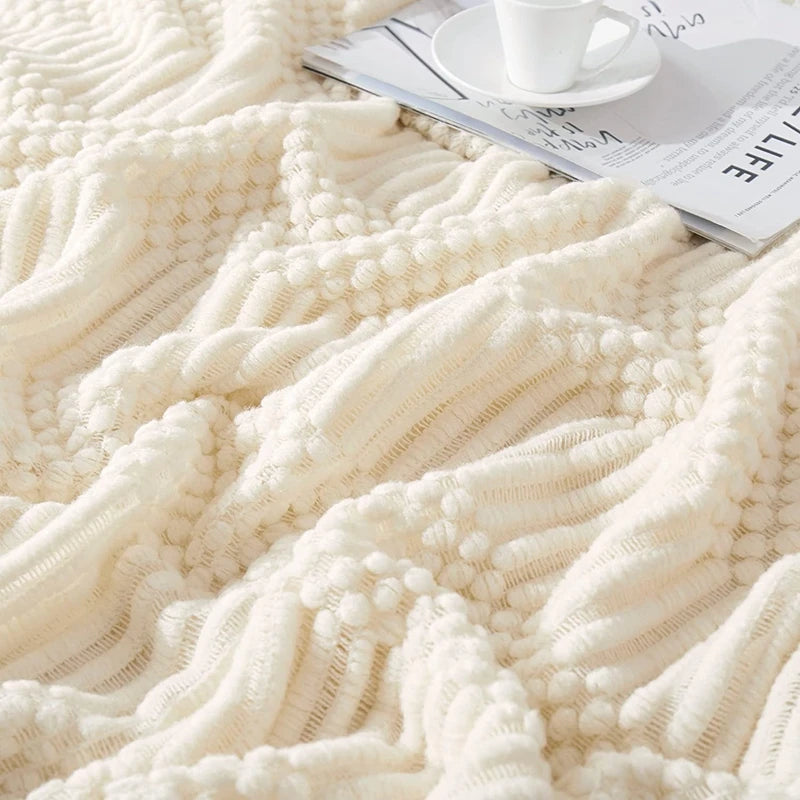 Soft Knitted Blanket with Fringes