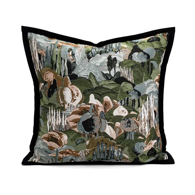 Jacquard cushion cover – Abstract forest pattern