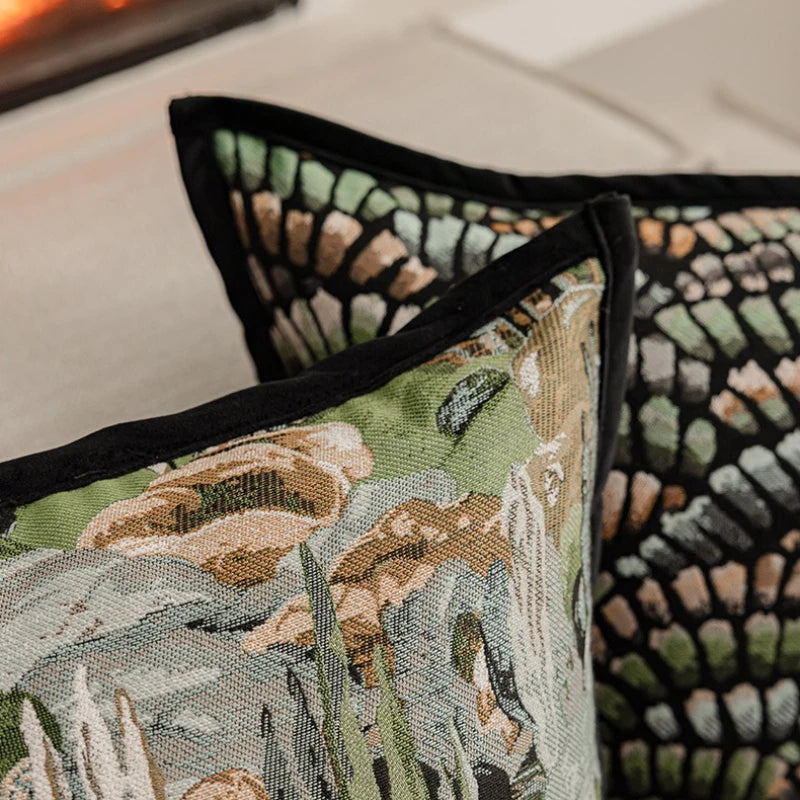 Jacquard cushion cover – Abstract forest pattern
