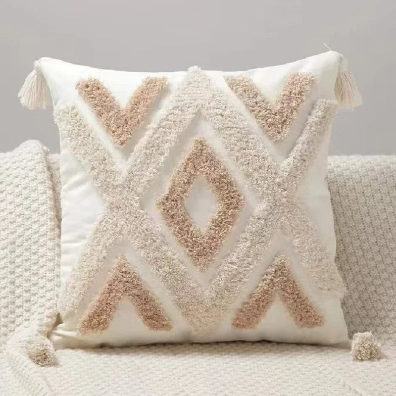Bohemian tufted cushion cover with pompoms – "Bohemian" collection
