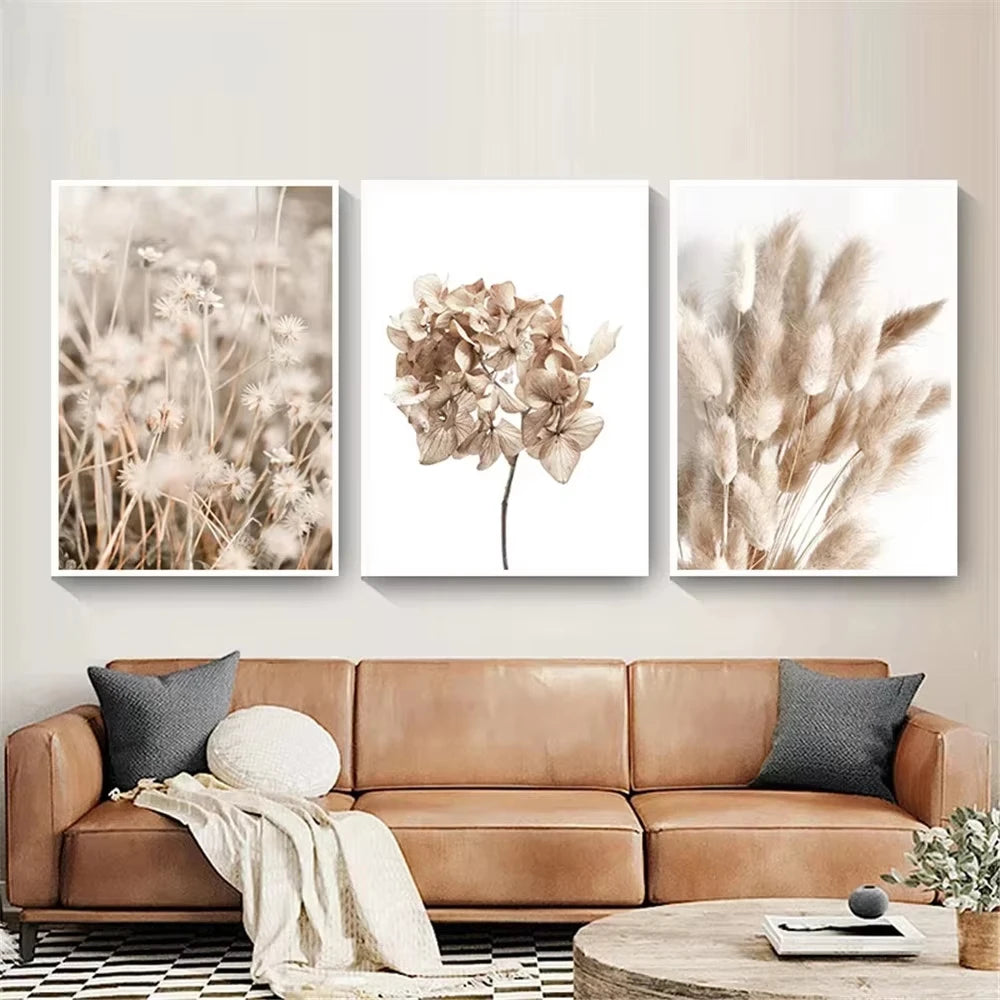 Affiche Murale – Fleurs Séchées, Pissenlit & Cheval | Impression sur Toile