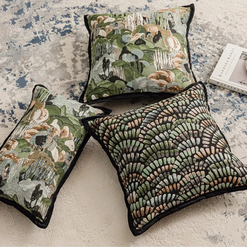 Jacquard cushion cover – Abstract forest pattern