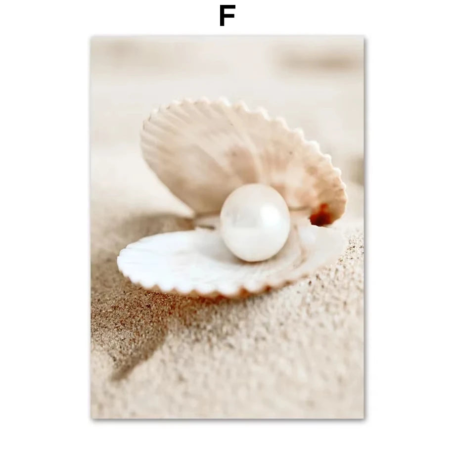Affiche Murale – Phare, Palmier, Coquillage & Pissenlit | Impression sur Toile