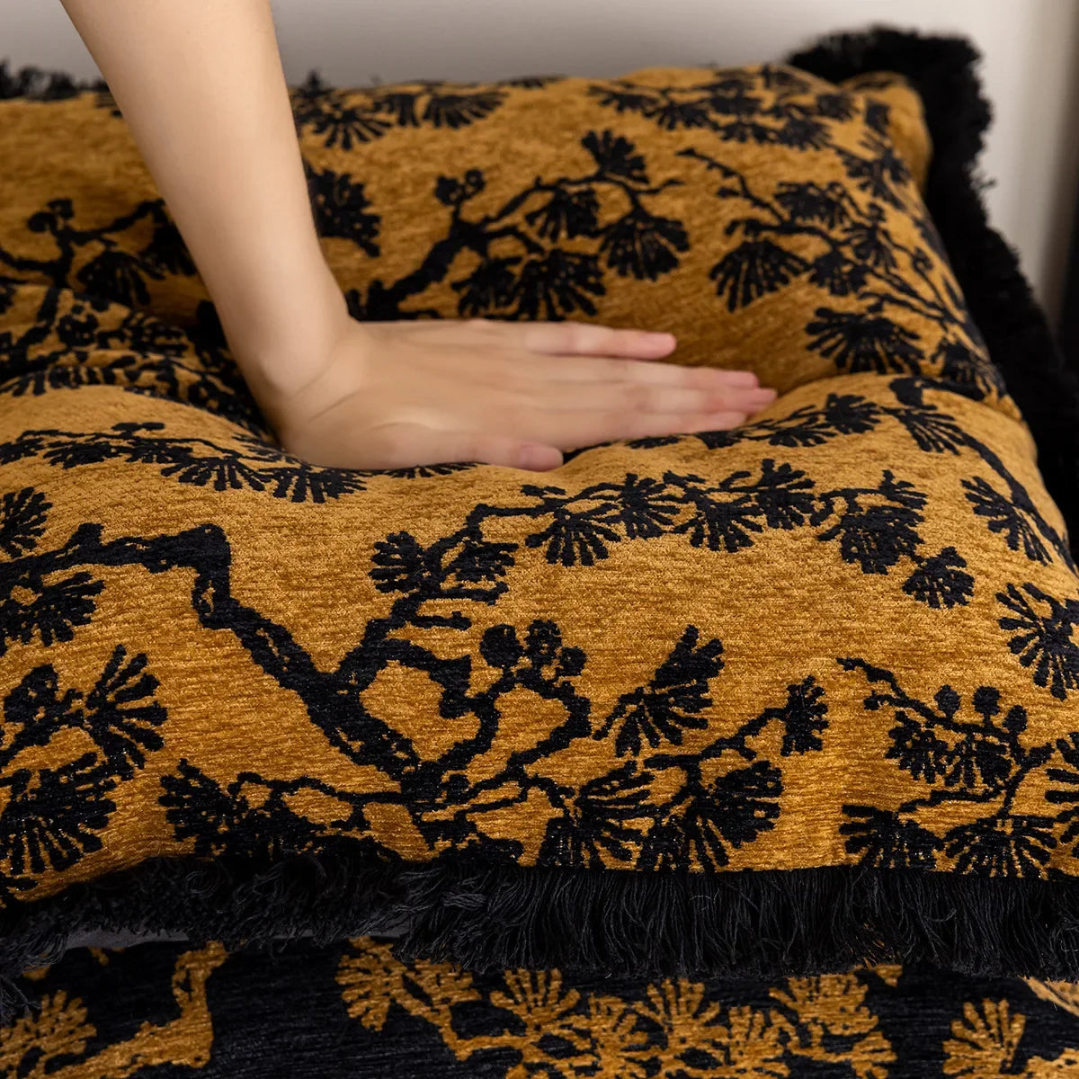 Embroidered Cushion Cover - Classic Chinese Style, Floral and Refined
