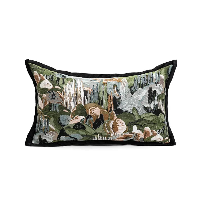 Jacquard cushion cover – Abstract forest pattern