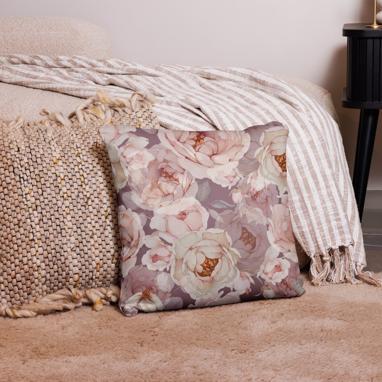 Coussin "Rose du matin"