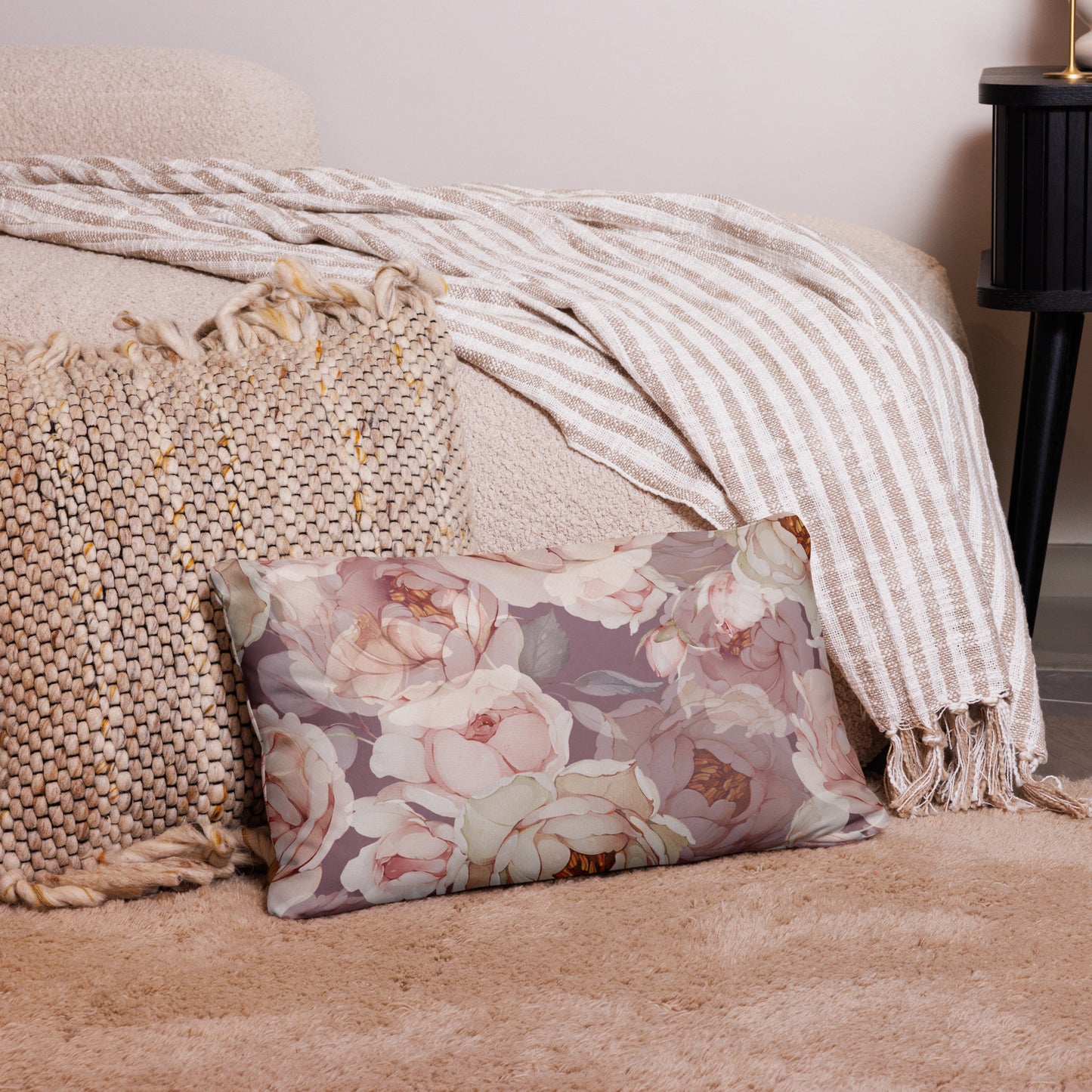 Coussin "Rose du matin"