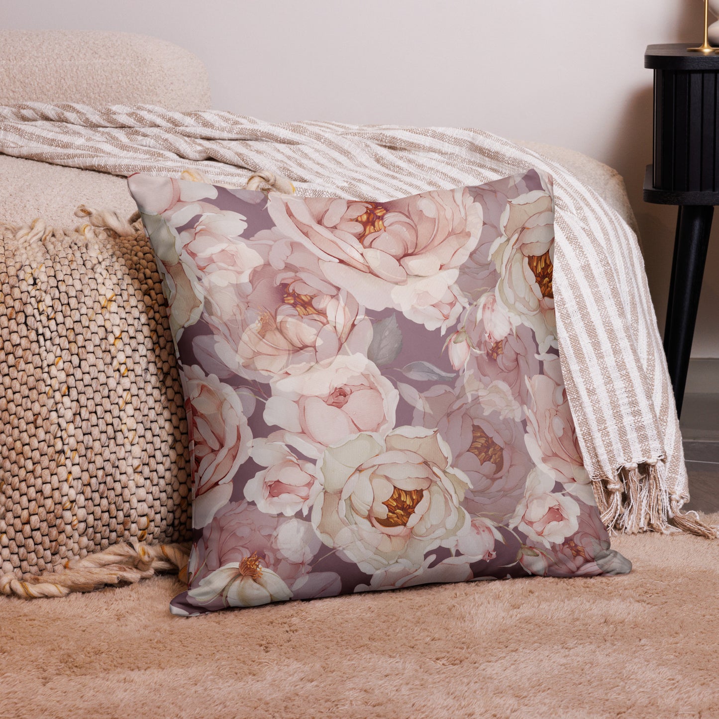 Coussin "Rose du matin"