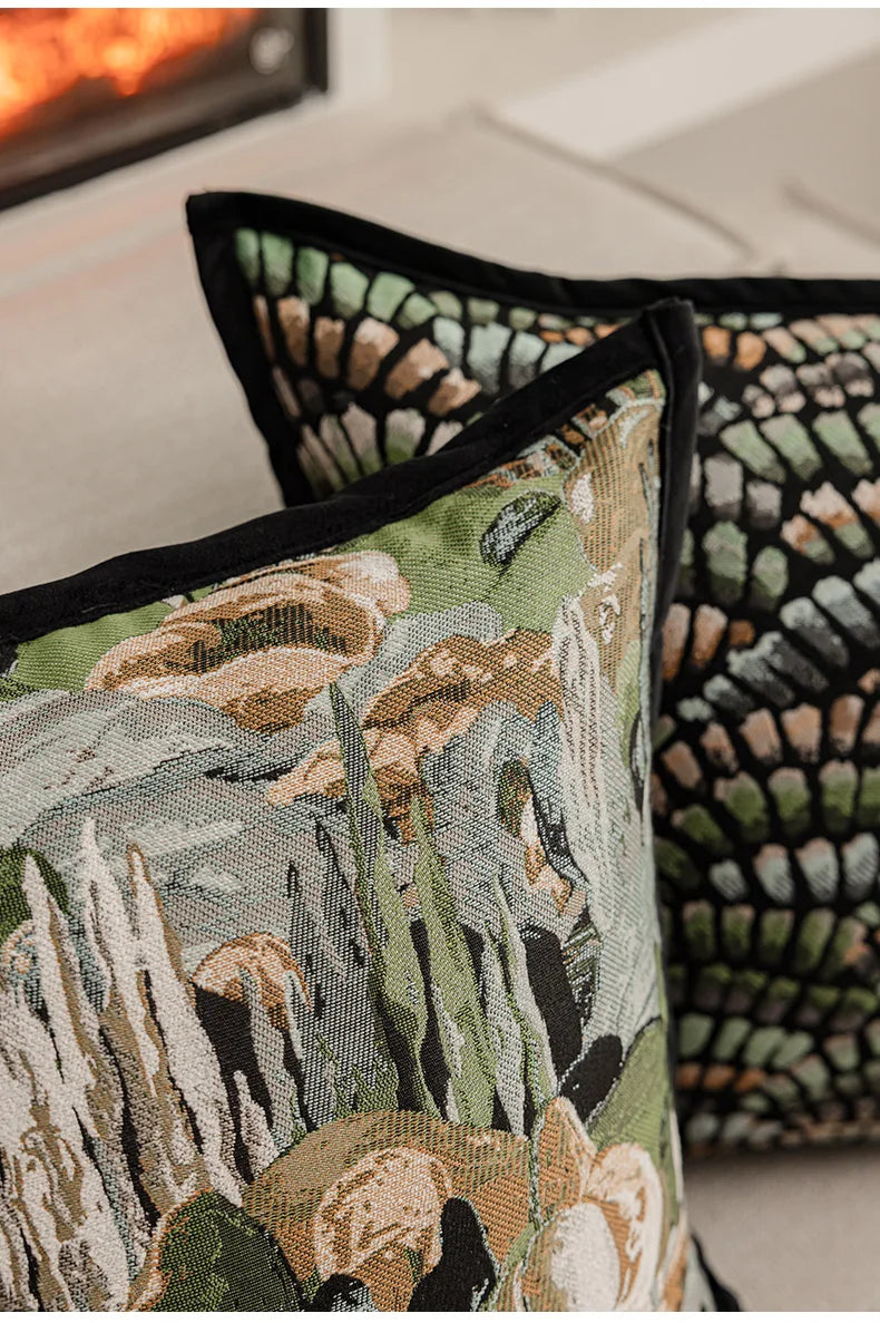 Jacquard cushion cover – Abstract forest pattern