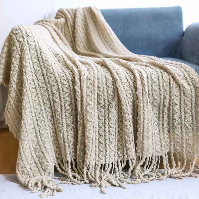 Plain Blanket with Fringe Soft and Light – 2 Sizes