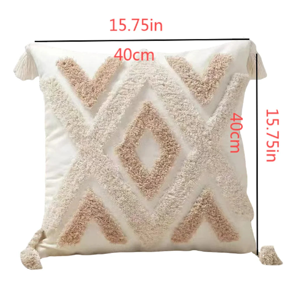 Bohemian tufted cushion cover with pompoms – "Bohemian" collection