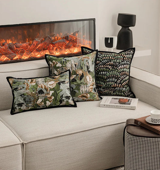 Jacquard cushion cover – Abstract forest pattern