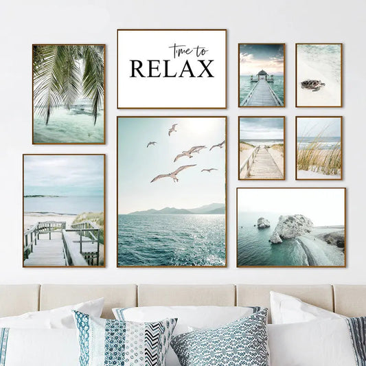 Affiche Murale – Scène de Plage & Océan | Impression sur Toile