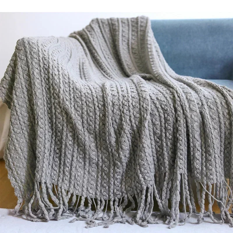 Plain Blanket with Fringe Soft and Light – 2 Sizes