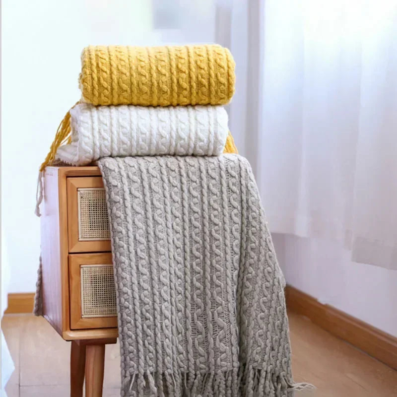 Plain Blanket with Fringe Soft and Light – 2 Sizes