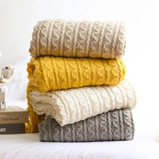 Plain Blanket with Fringe Soft and Light – 2 Sizes