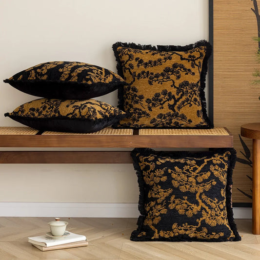 Embroidered Cushion Cover - Classic Chinese Style, Floral and Refined