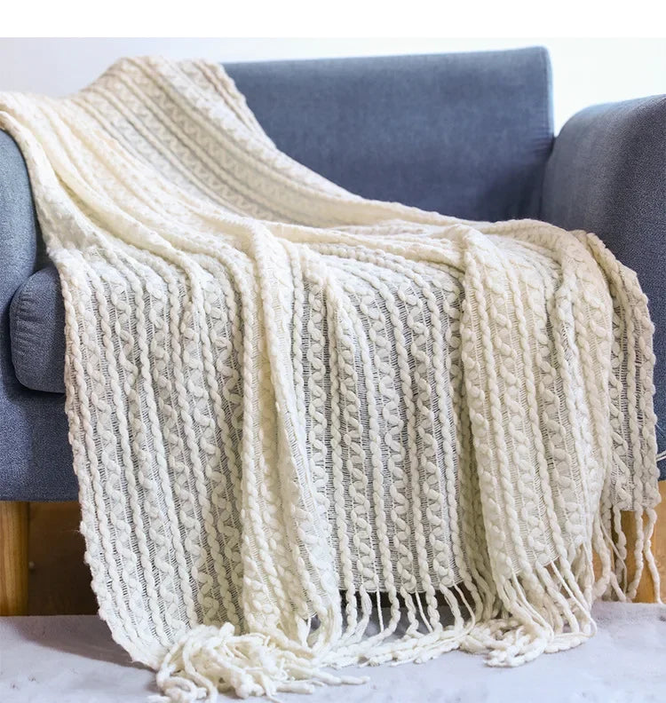 Plain Blanket with Fringe Soft and Light – 2 Sizes