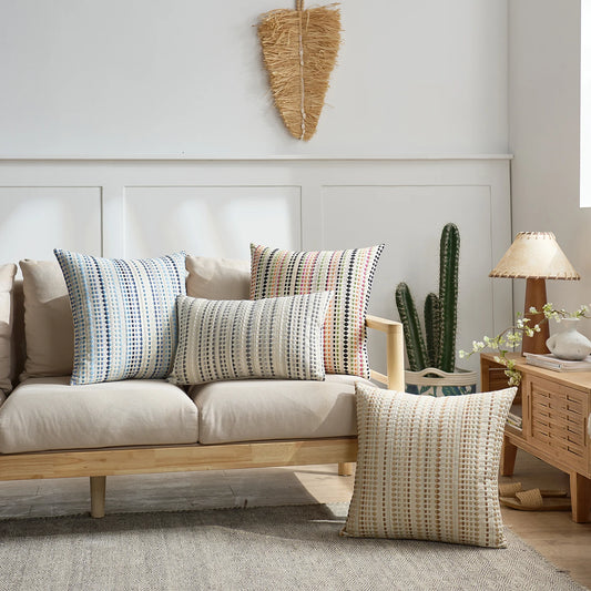 Embroidered polka dot cushion cover – Graphic and modern style