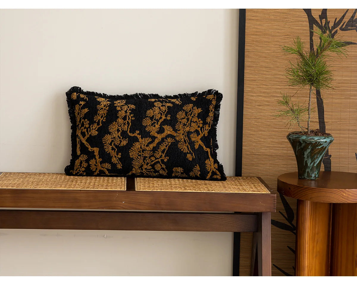 Embroidered Cushion Cover - Classic Chinese Style, Floral and Refined