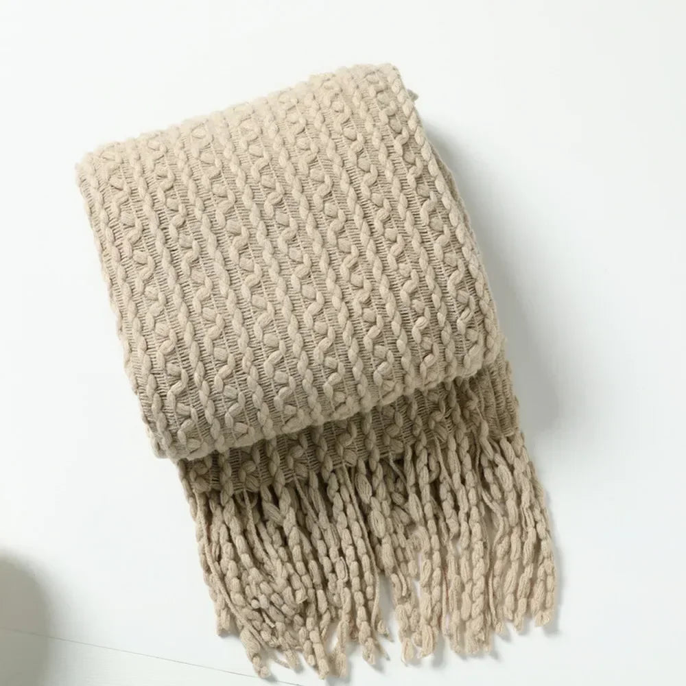 Plain Blanket with Fringe Soft and Light – 2 Sizes