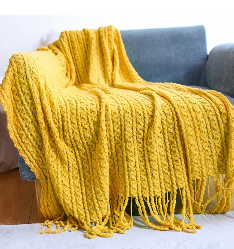 Plain Blanket with Fringe Soft and Light – 2 Sizes