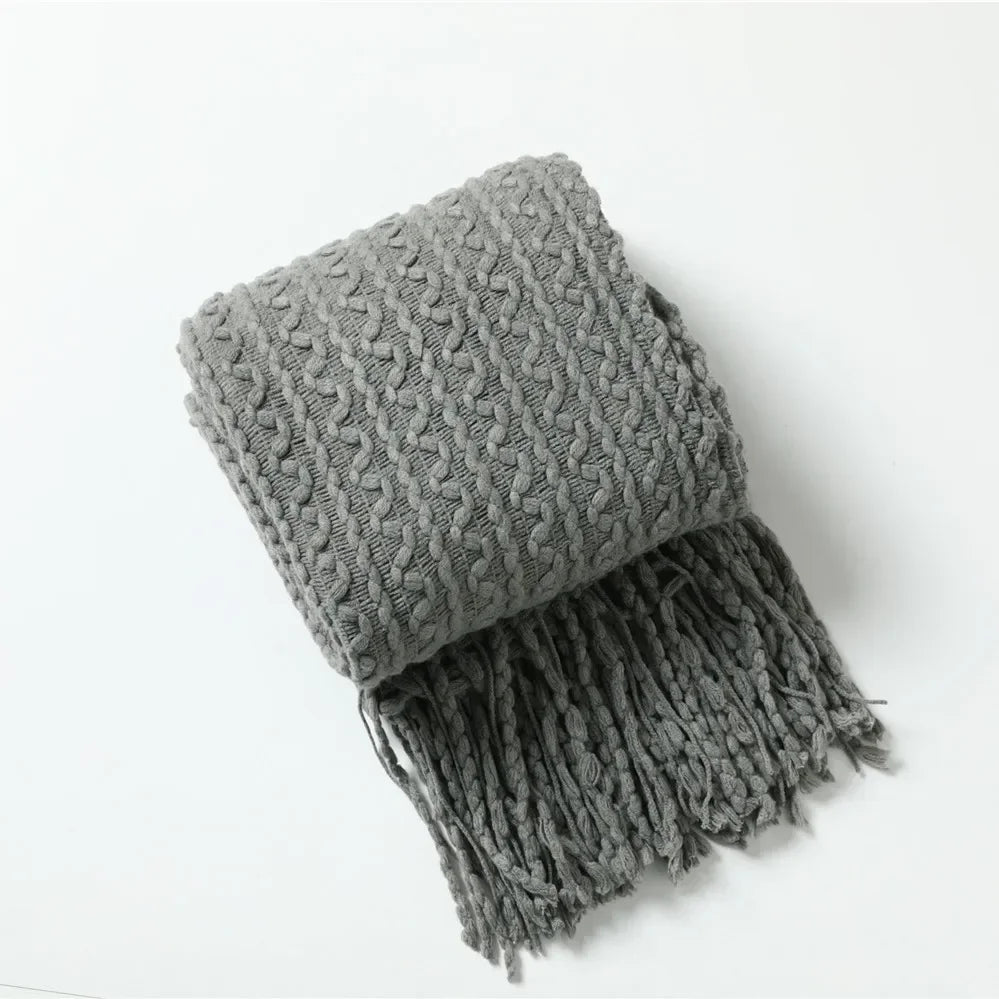 Plain Blanket with Fringe Soft and Light – 2 Sizes
